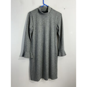 womans white house black market Sheath Dress Small Silver Shimmer Bell Sleeves